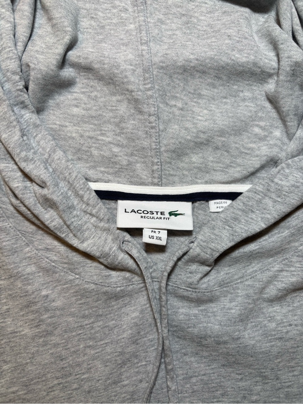 Lacoste Men's Heather Gray Long Sleeve Hoodie T-Shirt - Picture 2 of 4
